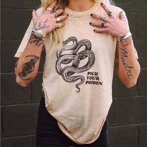 Beige Snake Graphic Tee